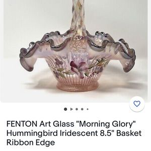 Vintage Fenton "Morning Glory" Irridescent Champagne and Amythyst Basket